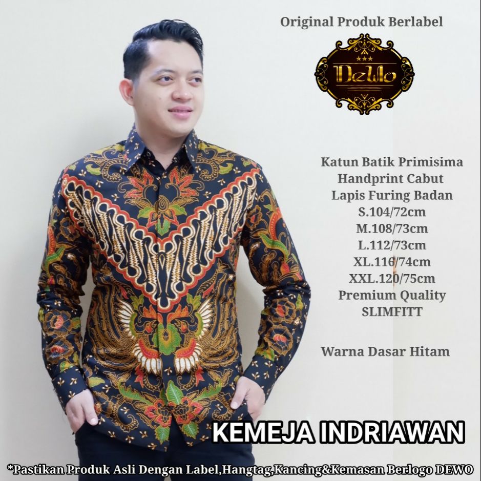 Kemeja Batik Slimfit Exclusive Pria KEMEJA BATIK SLIMFIT INDRIAWAN Batik Slimfit Lapis Furing