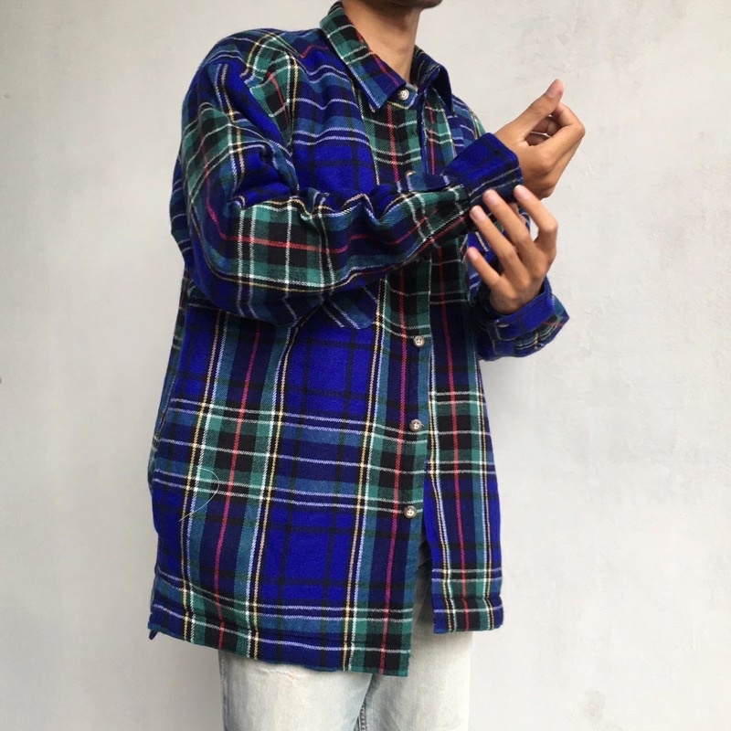 Flannel Jacket sherpa motif kotak besar like new