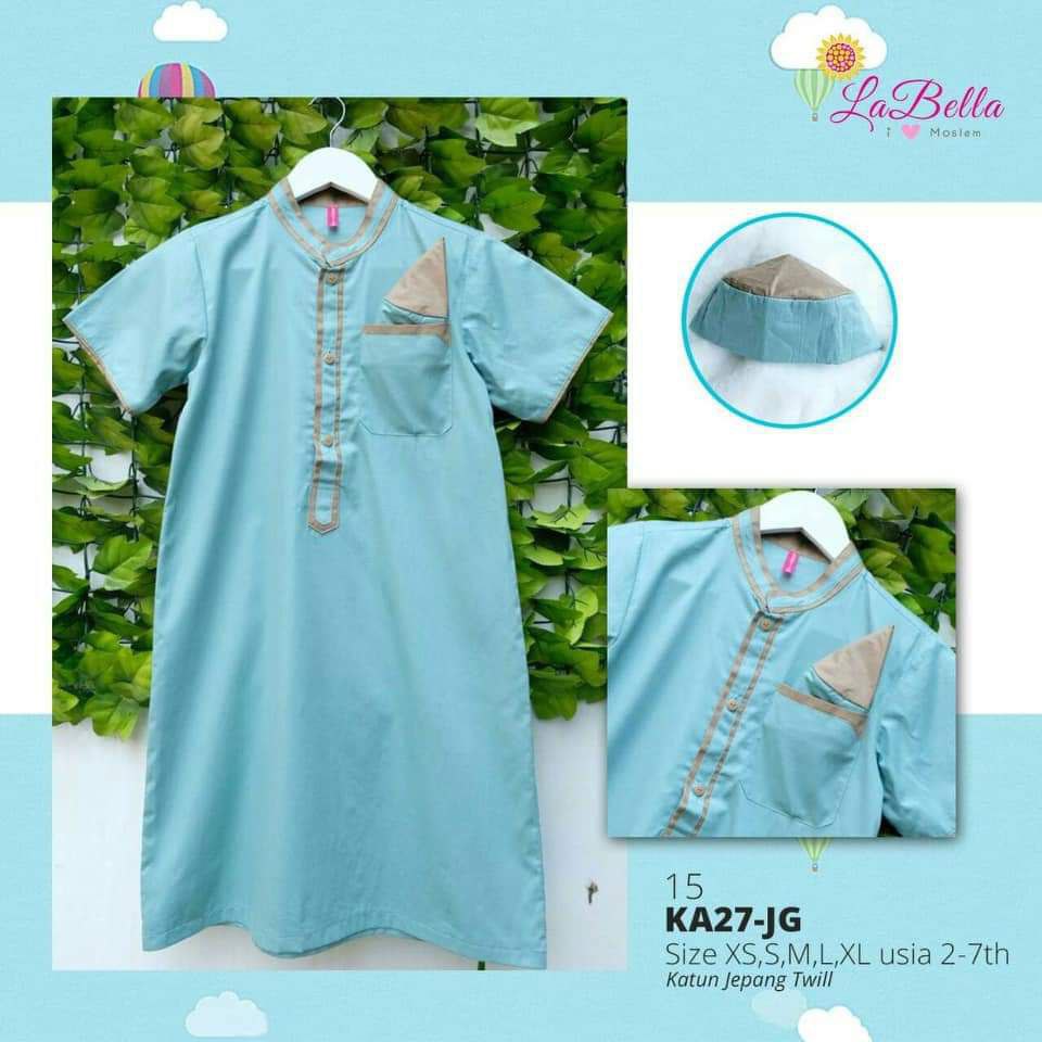 SALE Gamis Koko Anak Laki Laki Warna Toska Free Peci Usia 2 3 4 7 Tahun Bahan Katun Jepang Twill Len