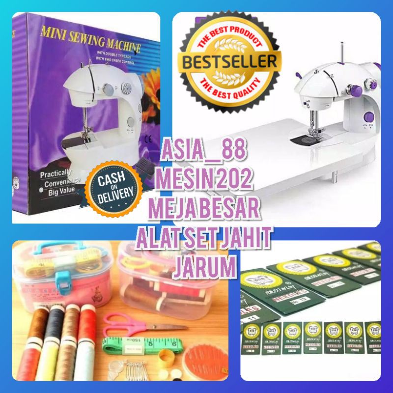 COD!!  Mesin Jahit Mini Portable 202 + Meja Besar 202+ Sewing Kit FREE Jarum