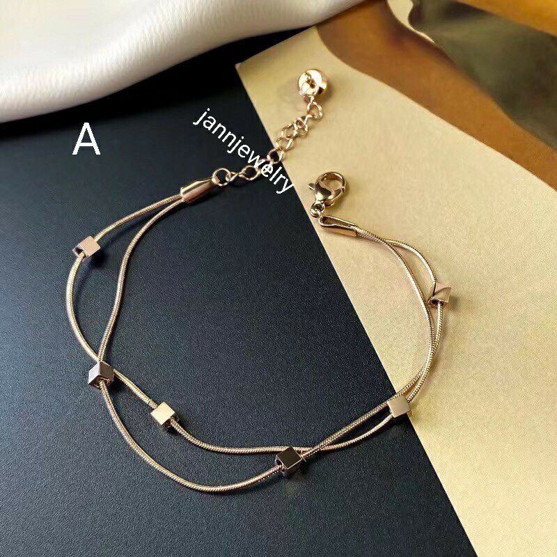 Gelang titanium rantai double layer anti karat [GRT-29]