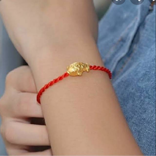 Gelang tali EMAS HONGKONG ORIGINAL 24 karat 999 IKAN KOI KEBERUNTUNGAN