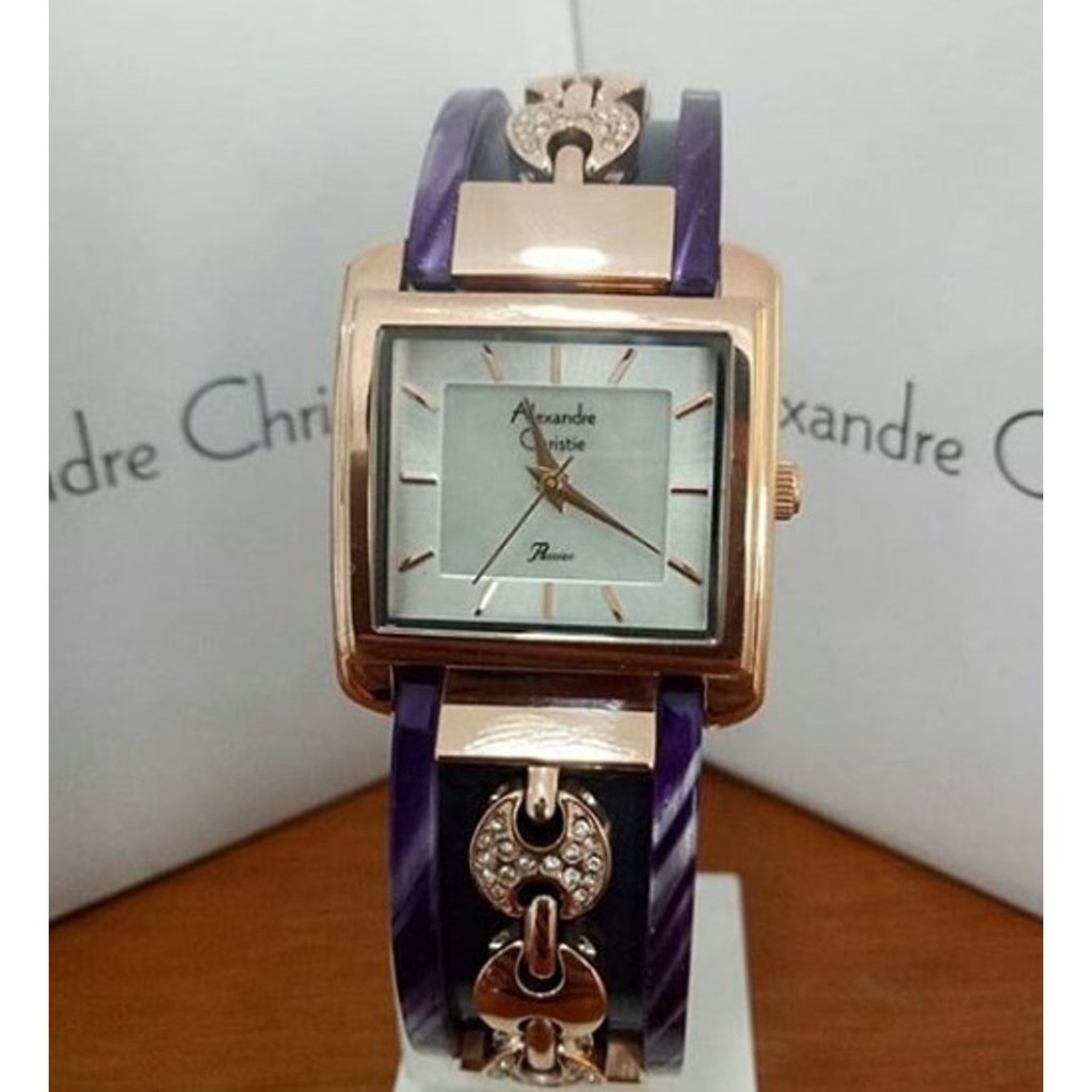 Jam Tangan Wanita Alexandre Christie AC 2611LH UNGU ROSEGOLD