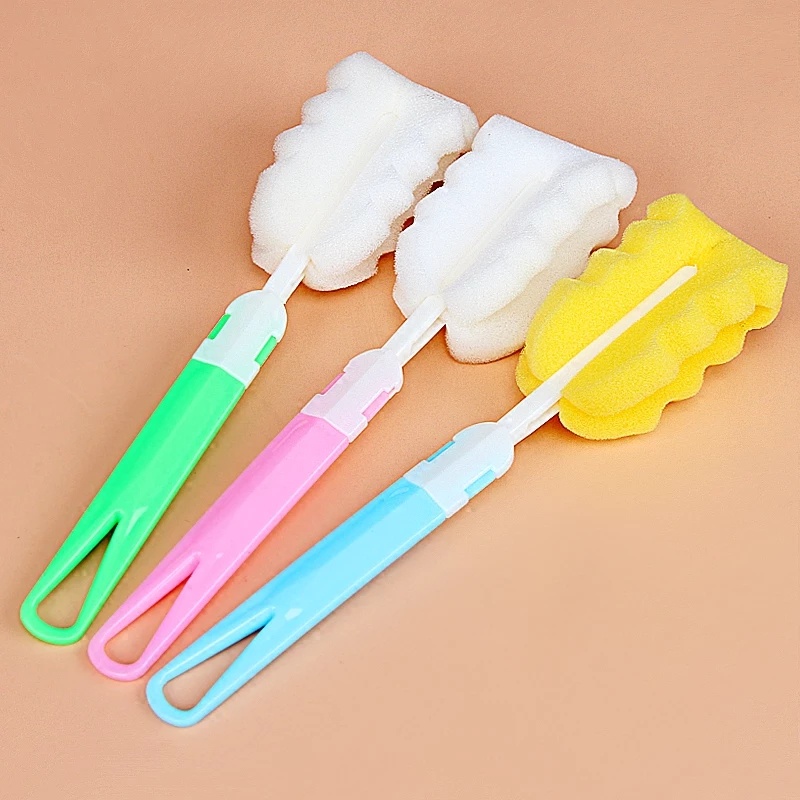 [Removable Sponge Cup Washing Brush] [Long-handled Sponge Cleaning Brush] [Non-toxic Baby Bottle Brush, Glass Brush] [Kitchen Cleaning Tool]