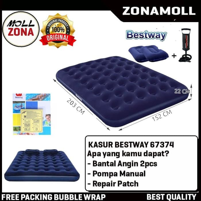 ZBAM92 Bestway Kasur Angin QUEEN SIZE BESAR 67374 Matras Karet + Pompa