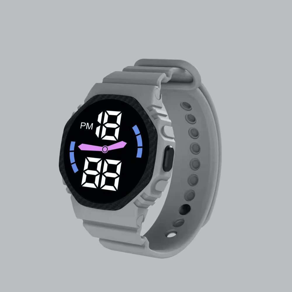 LED Watch [ Abu abu ] Water Resistant - Jam Tangan Digital Pria &amp; Wanita Strap Rubber LED_8056