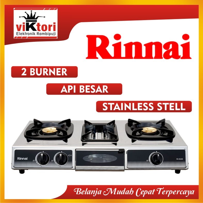 RINNAI RI524E / KOMPOR GAS RINNAI 2TUNGKU GRILL PAN / KOMPOR RINNAI GRILL PAN