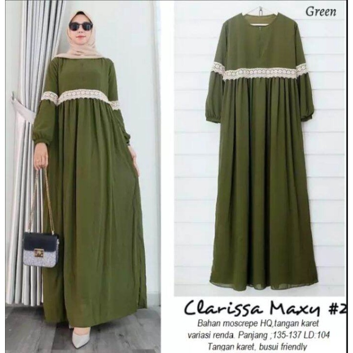 Baju Muslim Wanita Terbaru dan Terlaris 2023 / Clarissa Maxi Dress / Dress Muslim Busui Friendly / Baju Muslim Bahan Adem / Dress Muslim Kekini