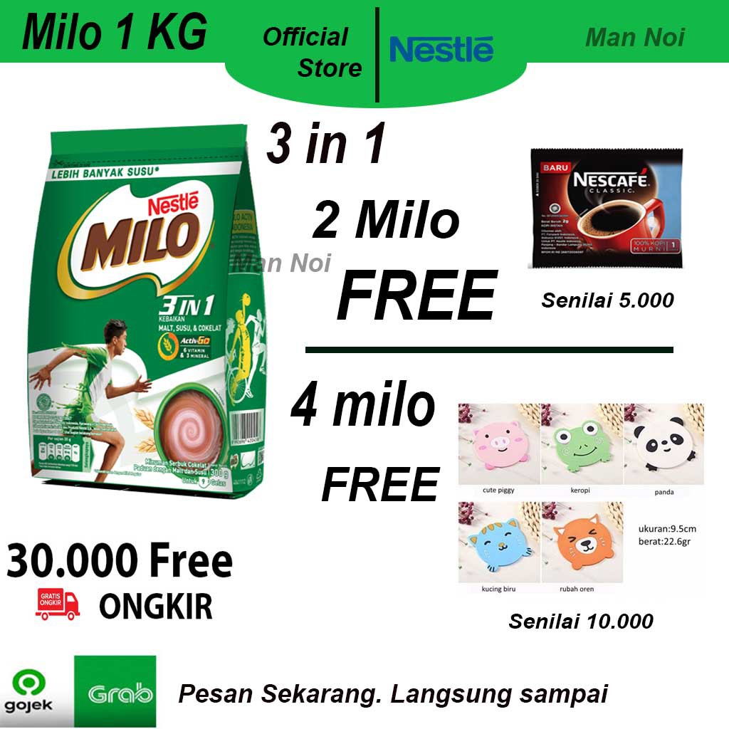 

MILO 3 in 1. Dan Susu Milo Activ Go Coklat 990Gram.Berhadiah.Tangerang