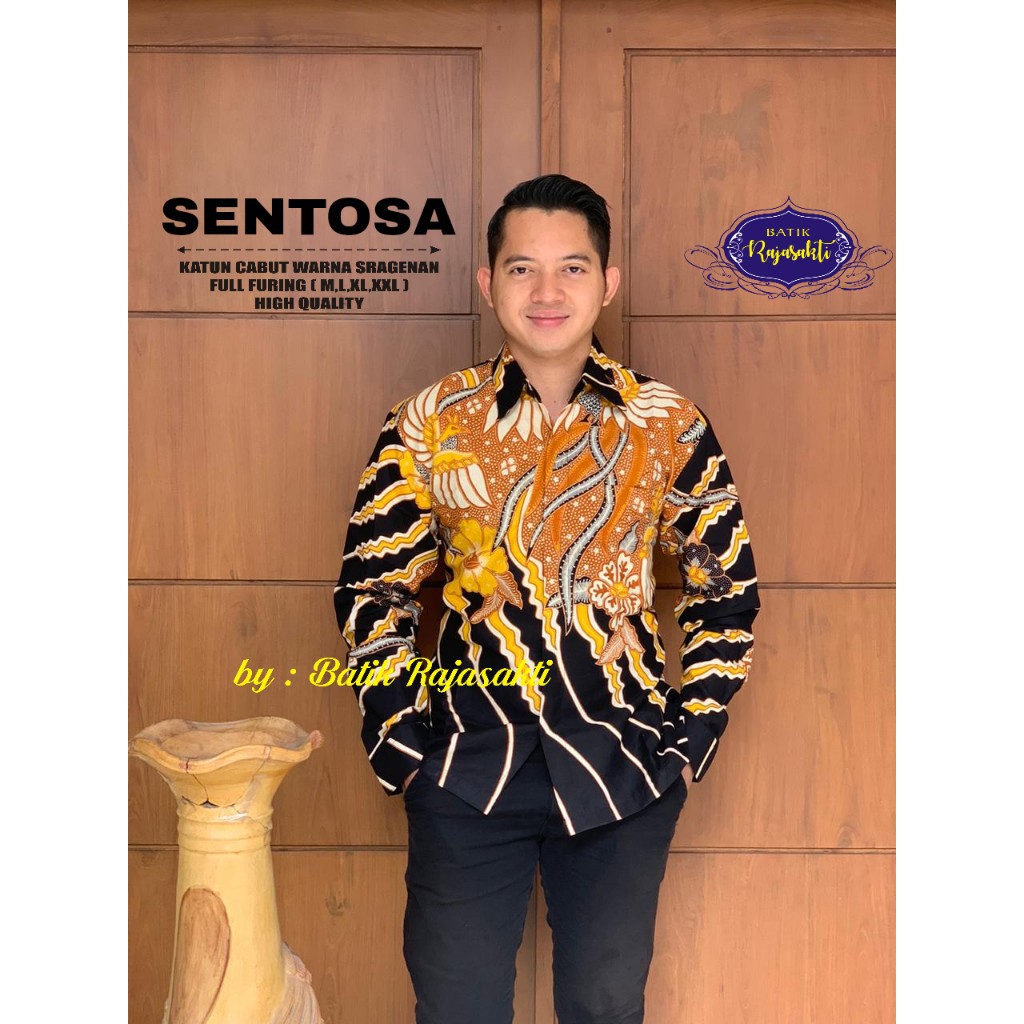 SENTOSA Kemeja Batik Pria Full Furing Katun Sragenan