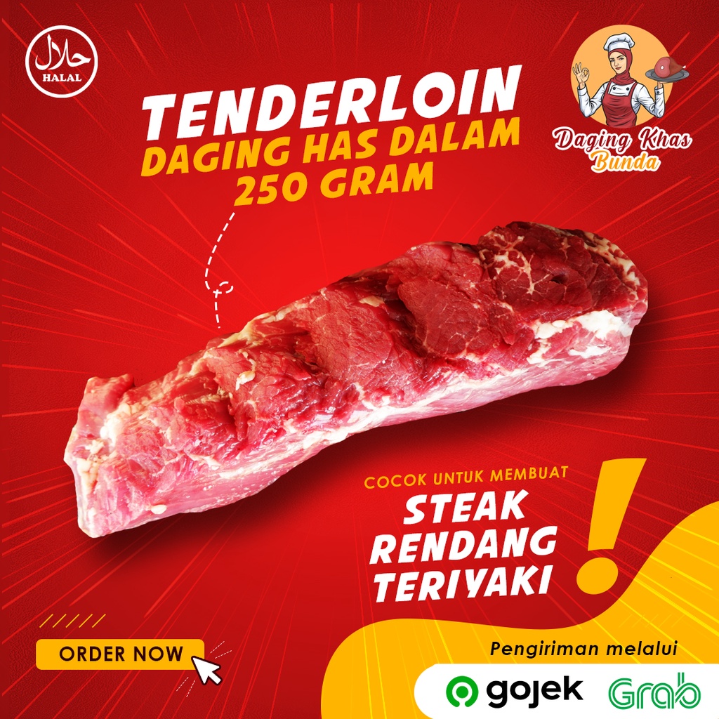 

(PREMIUM) Daging Sapi Lokal Segar Has Dalam Tenderloin 250 gram