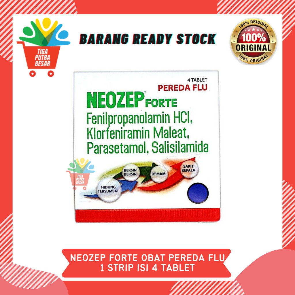 NEOZEP FORTE OBAT FLU SAKIT KEPALA DEMAM HIDUNG TERSUMBAT 1 STRIP 4 TABLET