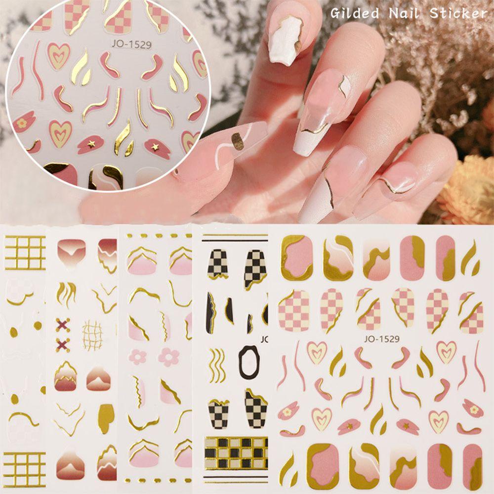 TOP Stiker Kuku Perekat Grid Lattice DIY Motif Manicure Hill