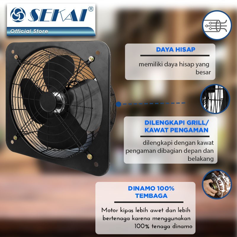 SEKAI EXHAUST FAN DINDING INDUSTRI HEXOS 12 INCH IME 1293 NS / Kipas Angin Partisi Industri / Exhaust