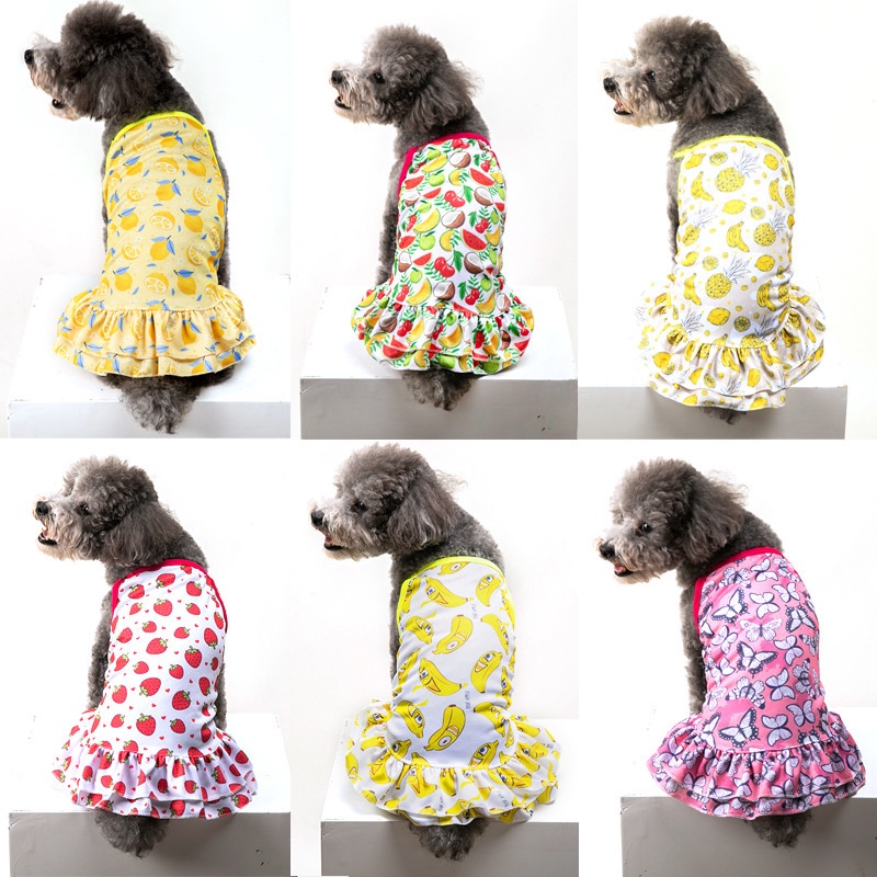 ★〓YUFeiPet〓★ Pet Spring and Summer Clothes Dog Print Suspender Skirt Cat Skirt