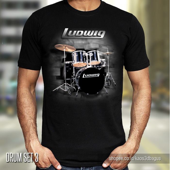 Baju KAOS DRUM SET KAOS DRUMMER | Kaos ALAT MUSIK Perkusi Keren Drum Ludwig | KAOS MUSISI Kaos BAND