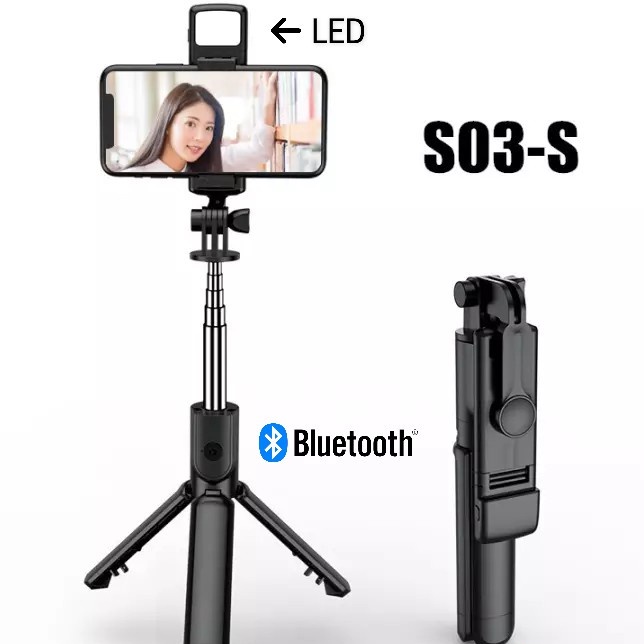 &lt; M.A &gt; Tripod Bluetooth S03-S LED Tongsis Selfie Stick Remote Super Bright