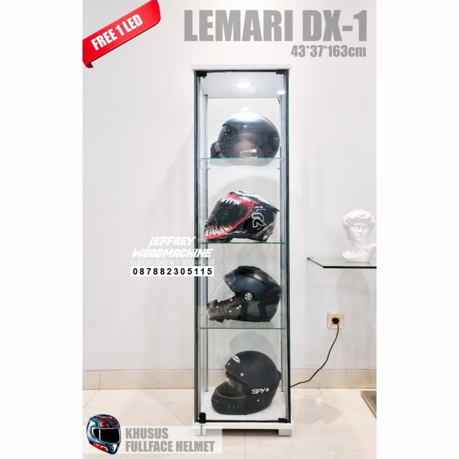 Lemari Pajang Kaca Helm Tas Action figure Sepatu Koleksi Boneka Piring