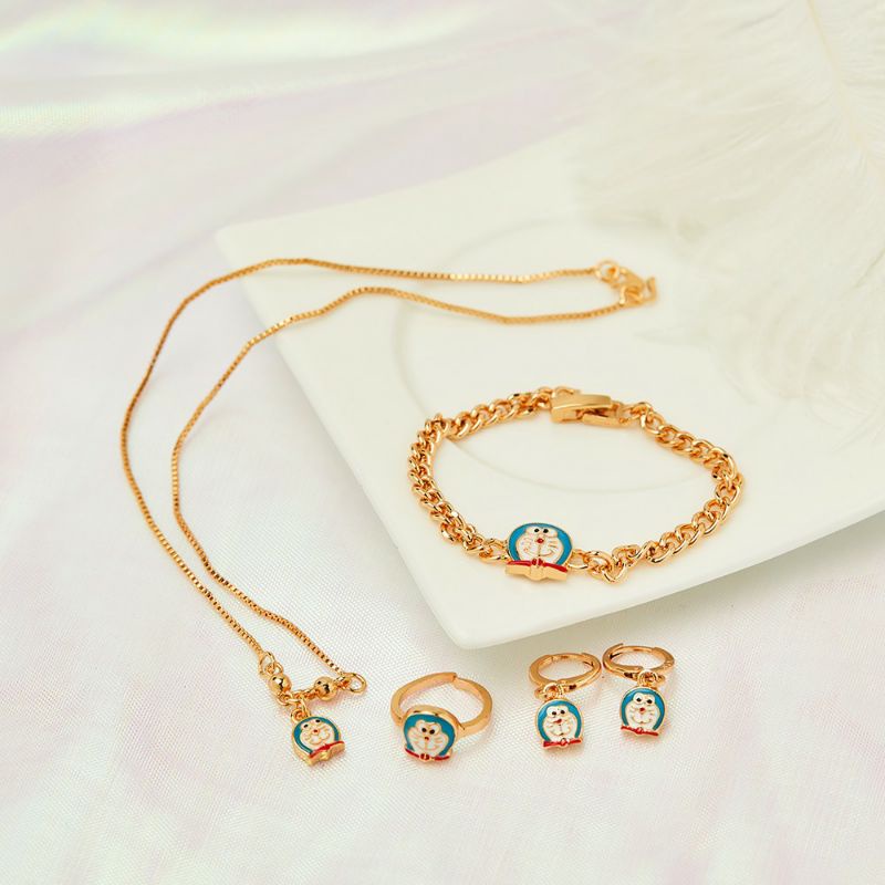 Kalung set anak Doraemon lapis mas 18k