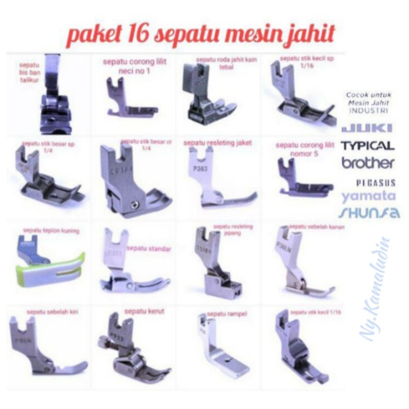 paket sepatu mesin jahit besar/ paket isi 16 sepatu mesin jahit besar semua merk  / alat jahit / keb