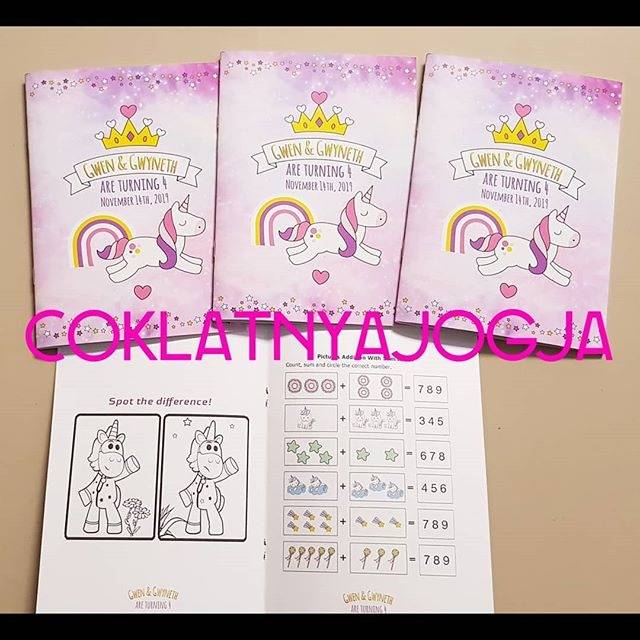 

(PO 13hr kerja, MIN 20) Birthday Souvenir Activity Book Tema Unicorn Purple