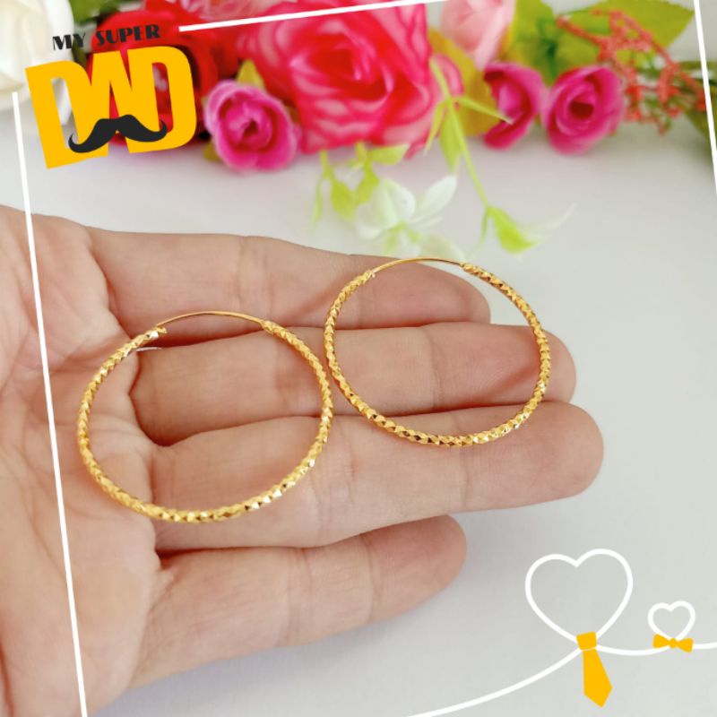 Anting ring/hoop/anting bulatan besar wanita anti karat size 25