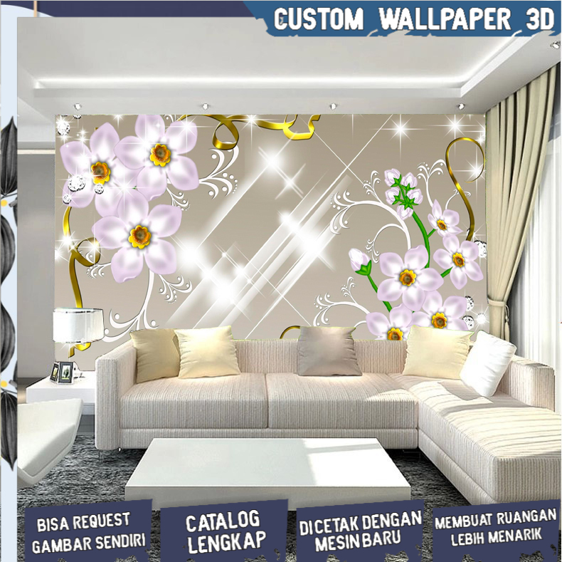 Wallpaper Dinding Murah-Wallpaper Bunga Emas- Wallpaper Dinding Bunga Gold-Wallpaper Custom 3d Murah