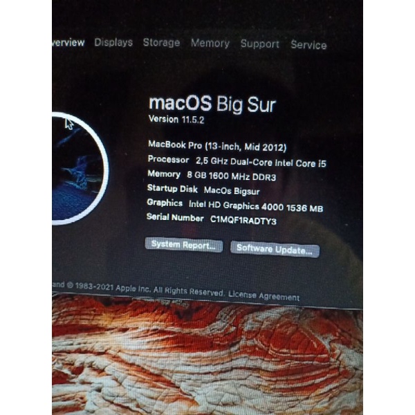 MACBOOK PRO 13 CORE I5 RAM 8GB SSD 240 HDD 500 MD101 DUAL OS BIGSUR DAN WINDOWS 11