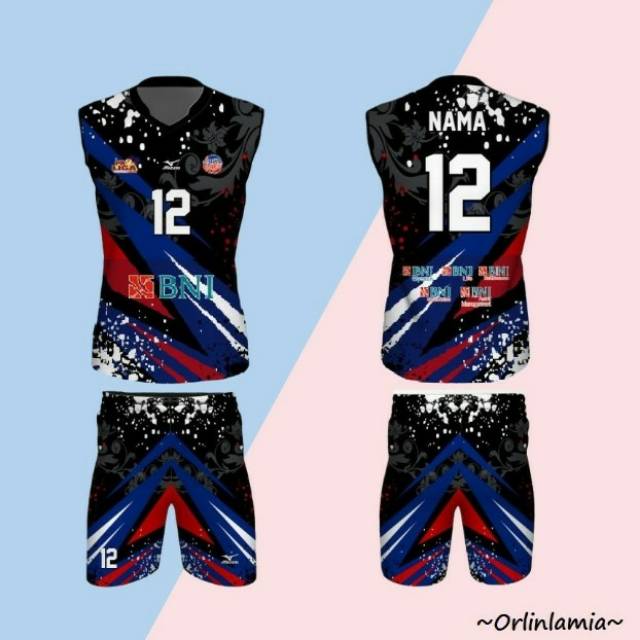 Jersey Voli Proliga Team BNI Black Atasan dan Stelan Jersey Voli Proliga Team BNI Black Atasan dan Stelan