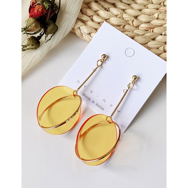 LRC Anting Tusuk Fashion Geometric Ring Irregular Transparent Stud Earrings F88005