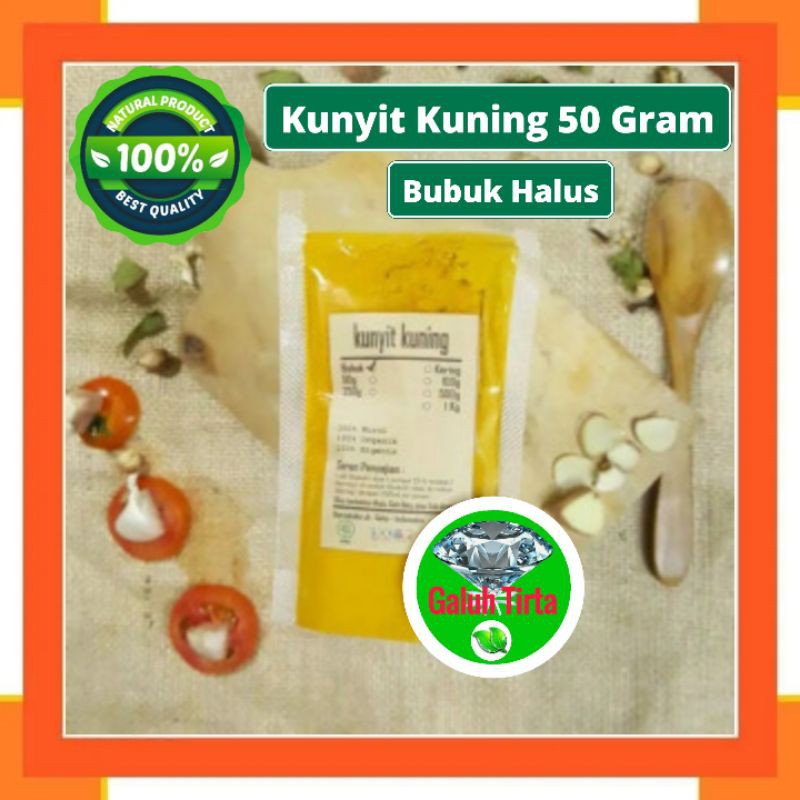 

50 Gram Kunyit Kunir Kuning Bubuk murni asli original organik kualitas premium Curcuma longa