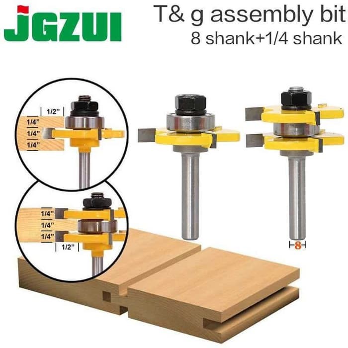 Mata Profil Tongue &amp; Groove As 8mm Tenon Sambungan Papan Kayu *MPT12