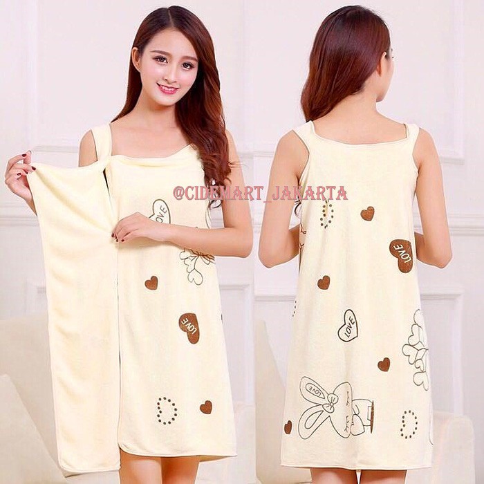 [BISA COD] BAJU HANDUK DRESS / KIMONO MANDI MOTIF MULTIFUNGSI DEWASA - WEARABLE TOWEL - MENYERAP AIR