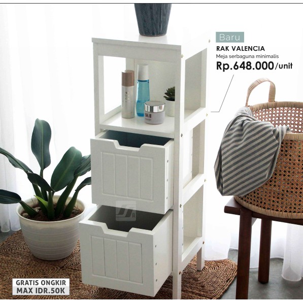 rak laci serbaguna valencia,rak serbaguna, laci serbaguna, rak 3 tingkat, laci minimalis,rak  putih
