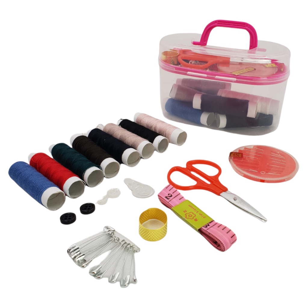 Set Alat Jahit / Sewing Kit Box / Perlengkapan Jahit Lengkap Termurah / Alat Jahit Menjahit Mini Box Sewing 8in1 Benang Jarum Gunting Sewing Kit