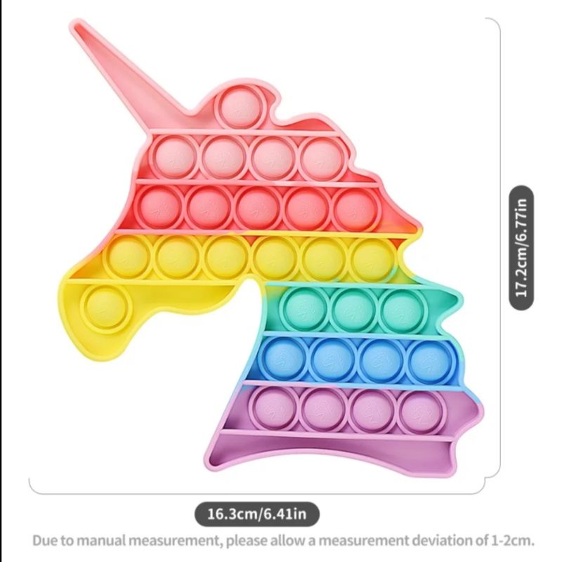 BIANCA - Mainan Anak Pop It Fidget RAINBOW Bubble Push Pop its Fidget Toys-UNICORN PASTEL