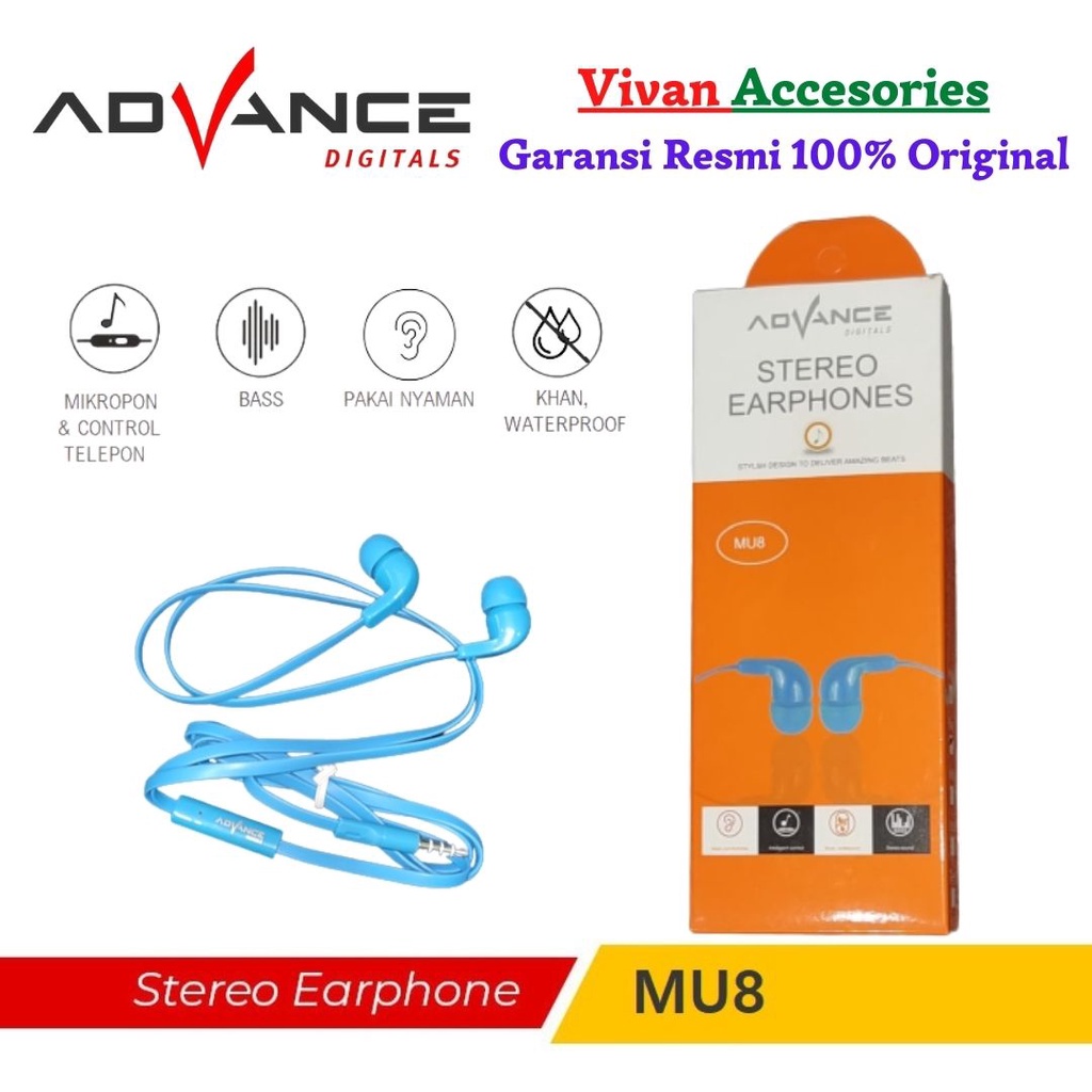 Advance MU8 Handsfree / Headset / Headphone / HF Jack Audio 3.5mm Ori