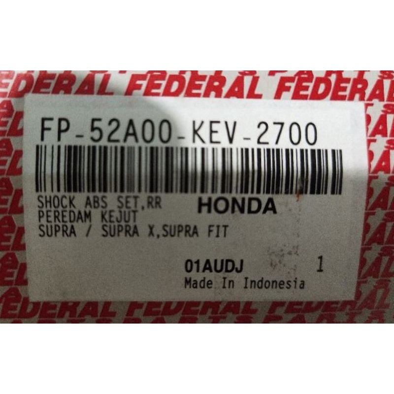 SHOCKBREAKER HONDA SUPRA X, SUPRA FIT MERK FEDERAL, 100% ORIGINAL BY PT. ASTRA OTOPART