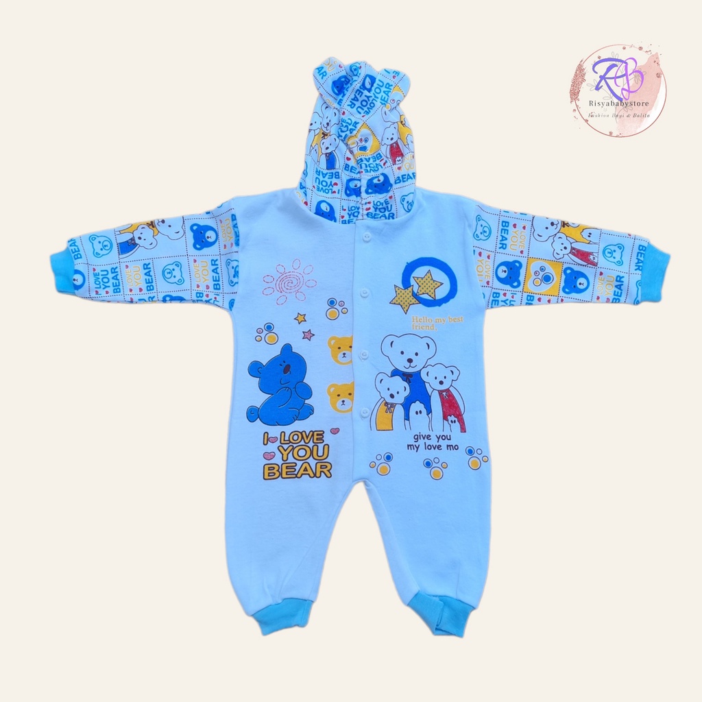 Sleepsuit jumper bayi buka kaki 0-3 bulan / sleepsuit bayi motif lucu