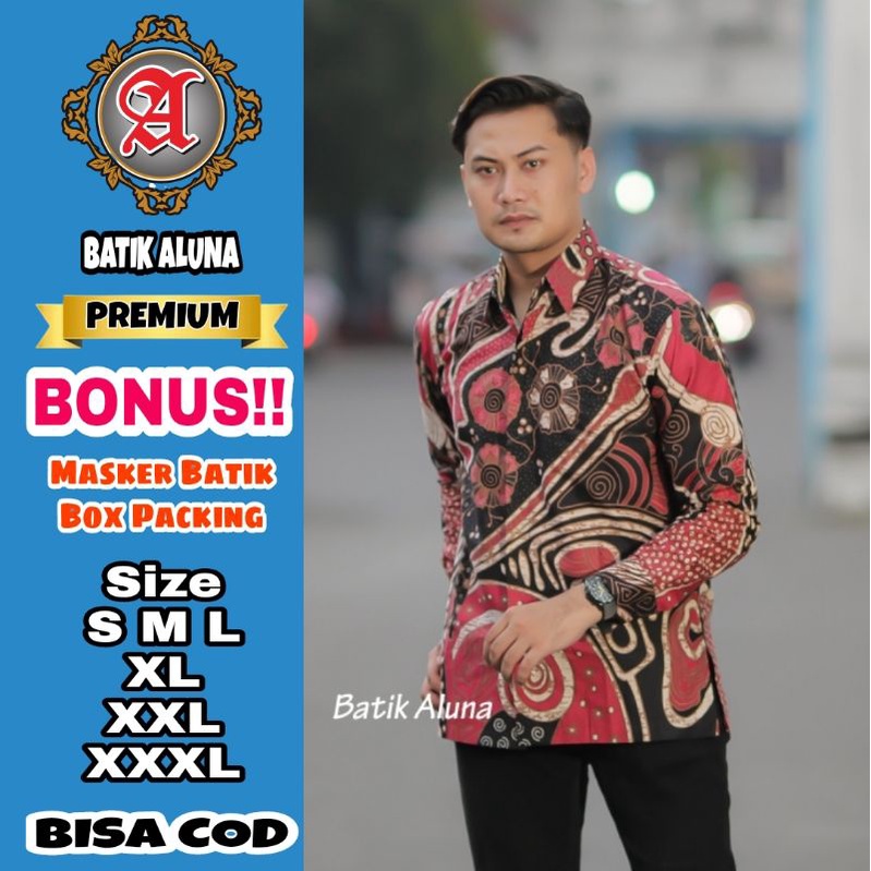 Baju Batik Pria Premium Lengan Panjang Full Furing Batik Solo Pekalongan Batik Reguler Batik Aluna P