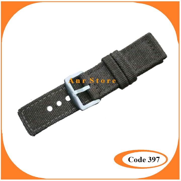 Tali Kanvas Jam Tangan 24MM Hitam Coklat Abu-Abu Strap Jam Tangan