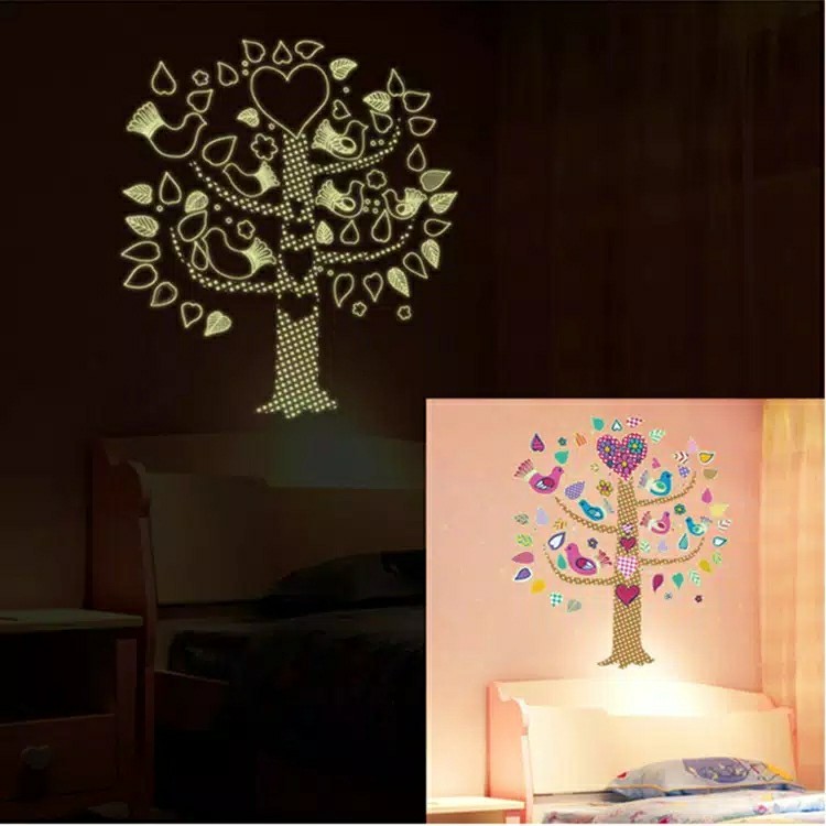 Reliza Wall Sticker | Stiker Dinding 60x90 Pohon Glow In The Dark Cute Tree Abq9617