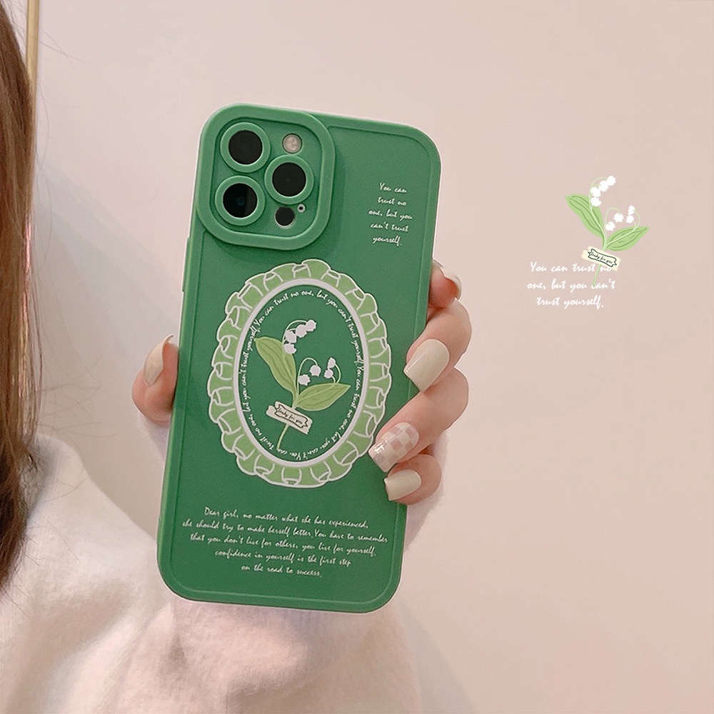 Case Pelindung Motif Bunga Lily Hijau Untuk Iphone 7 8 PLUS X XR XS 11 12 13 Mini PRO MAX SE 2020