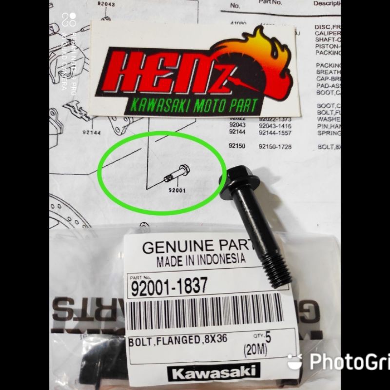 baut  bracket breket pangkon kaliper cakram disk depan kawasaki ninja r ninja rr
