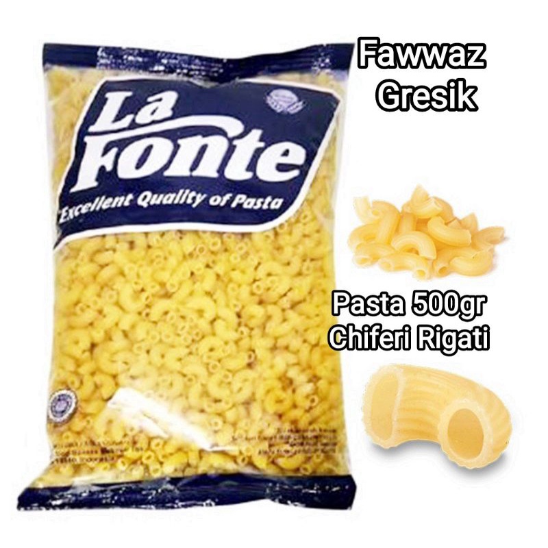 La Fonte Chifferi Rigati 500gr / LaFonte Pasta Bentuk Macaroni Makaroni Pipa 500 gr