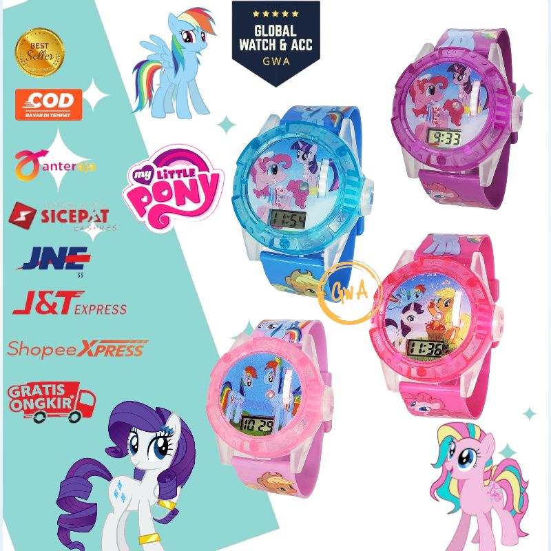 Jam tangan anak laser musik karakter Little pony