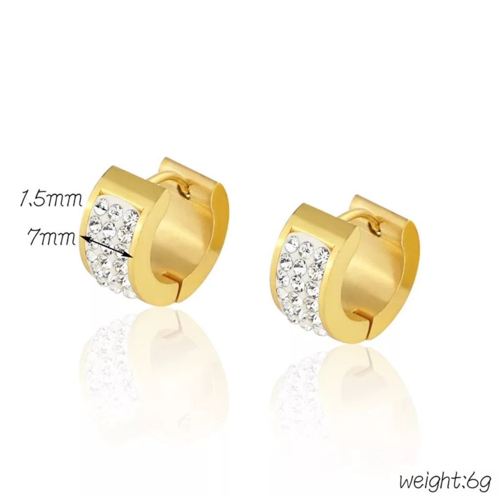 Anting Jepit Titanium Mosaic Bertaburkan Diamonds artifisial Model Modis Dan Mewah