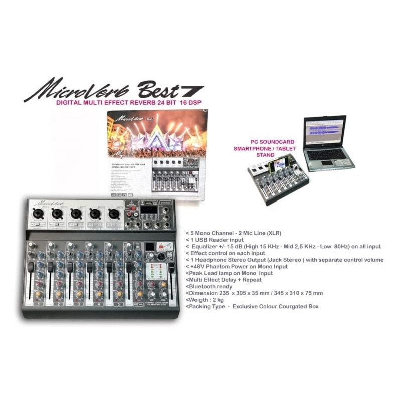 Mixer Microverb BEST-7 Usb BLUETTOH Supports PC