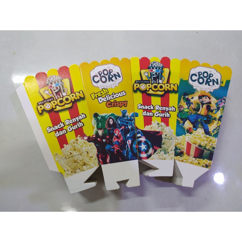 Kertas Popcorn 12 x 6 cm Ivory Foil Perak Bungkus Popcorn Kemasan Popcorn Wadah Popcorn 1 Pack 4 Gambar