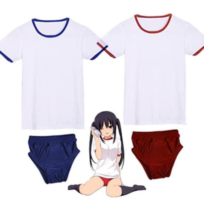 Kualitas Terbaik baju senam olahraga sekolah jepang gym seifuku kostum cosplay - Biru SDWEP